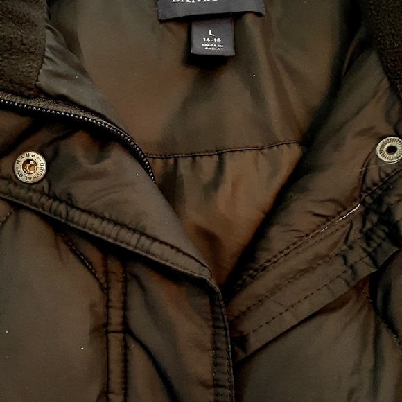 Lands End women's black feather down quilted Puff Parker size large - Picture 8 of 8